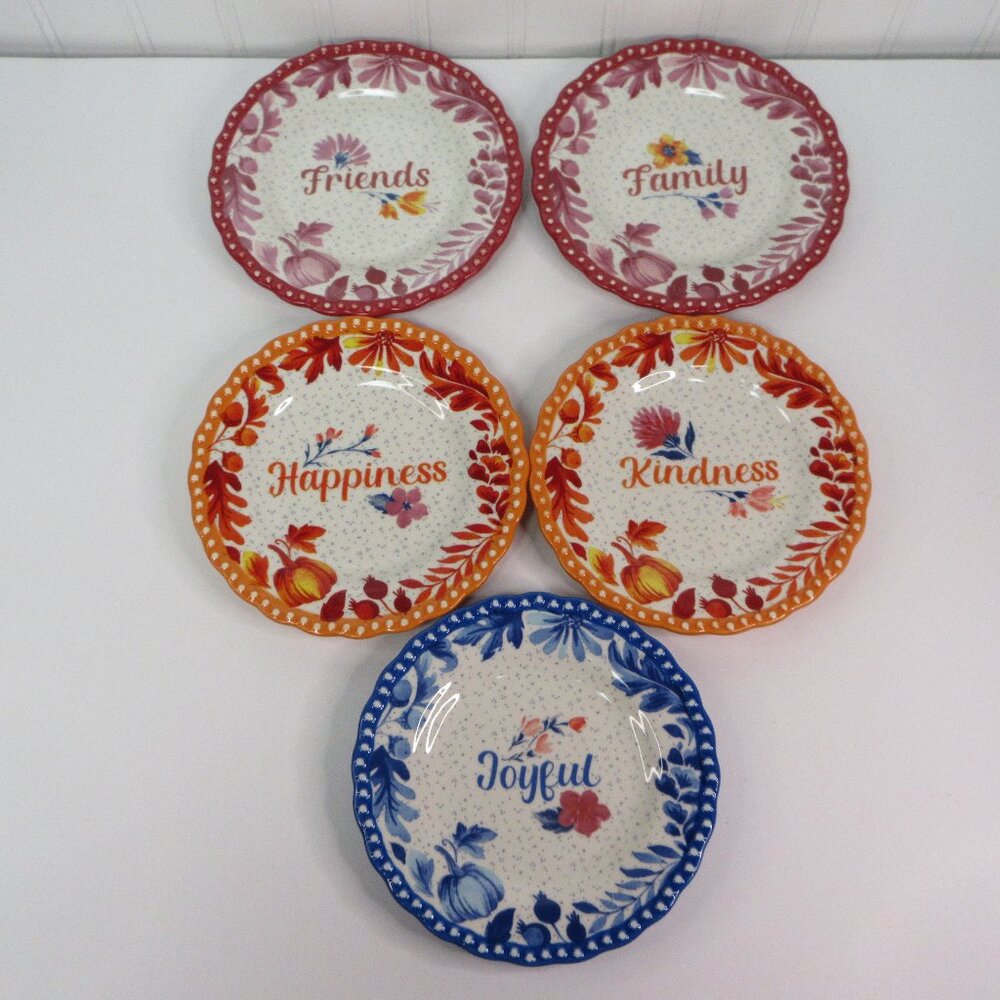 Pioneer Woman Woodland Whimsy Stoneware Appetizer Plates Fall Thanksgiving 5pc